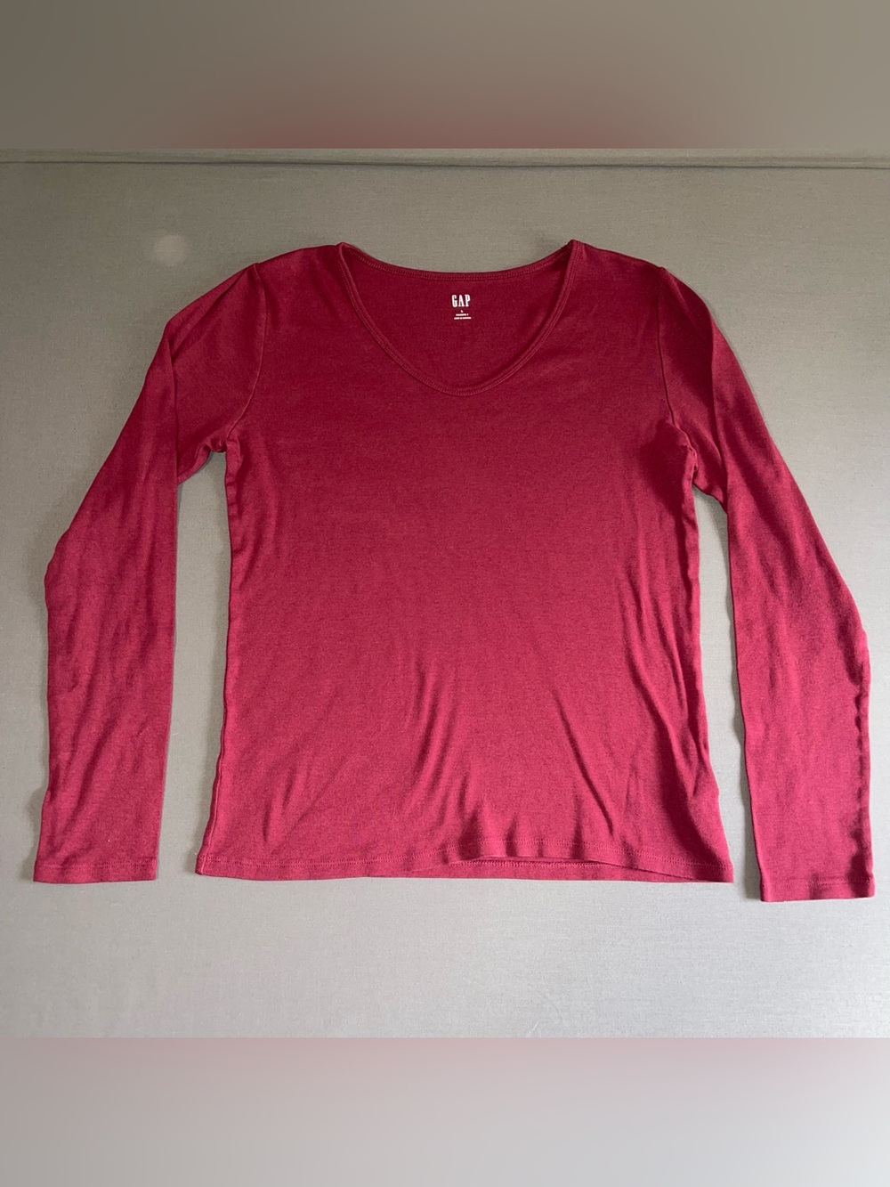 Gap Favorite T Shirt Women’s Size Large Maroon Crew Neck Casual Long Sleeve